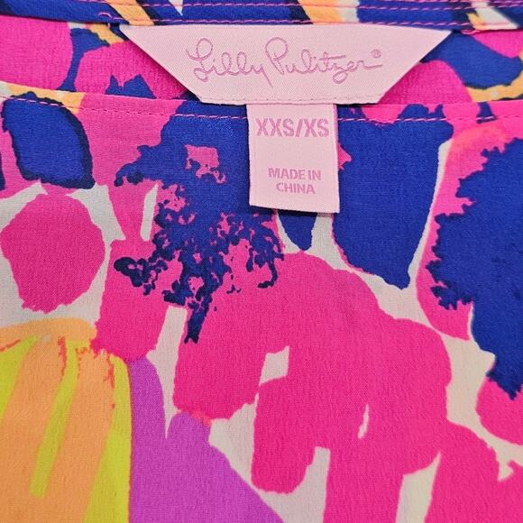 Lilly Pulitzer Caftan Dress Womens XXS XS Julie Silk Summer Sunset Multicolor - Picture 7 of 12
